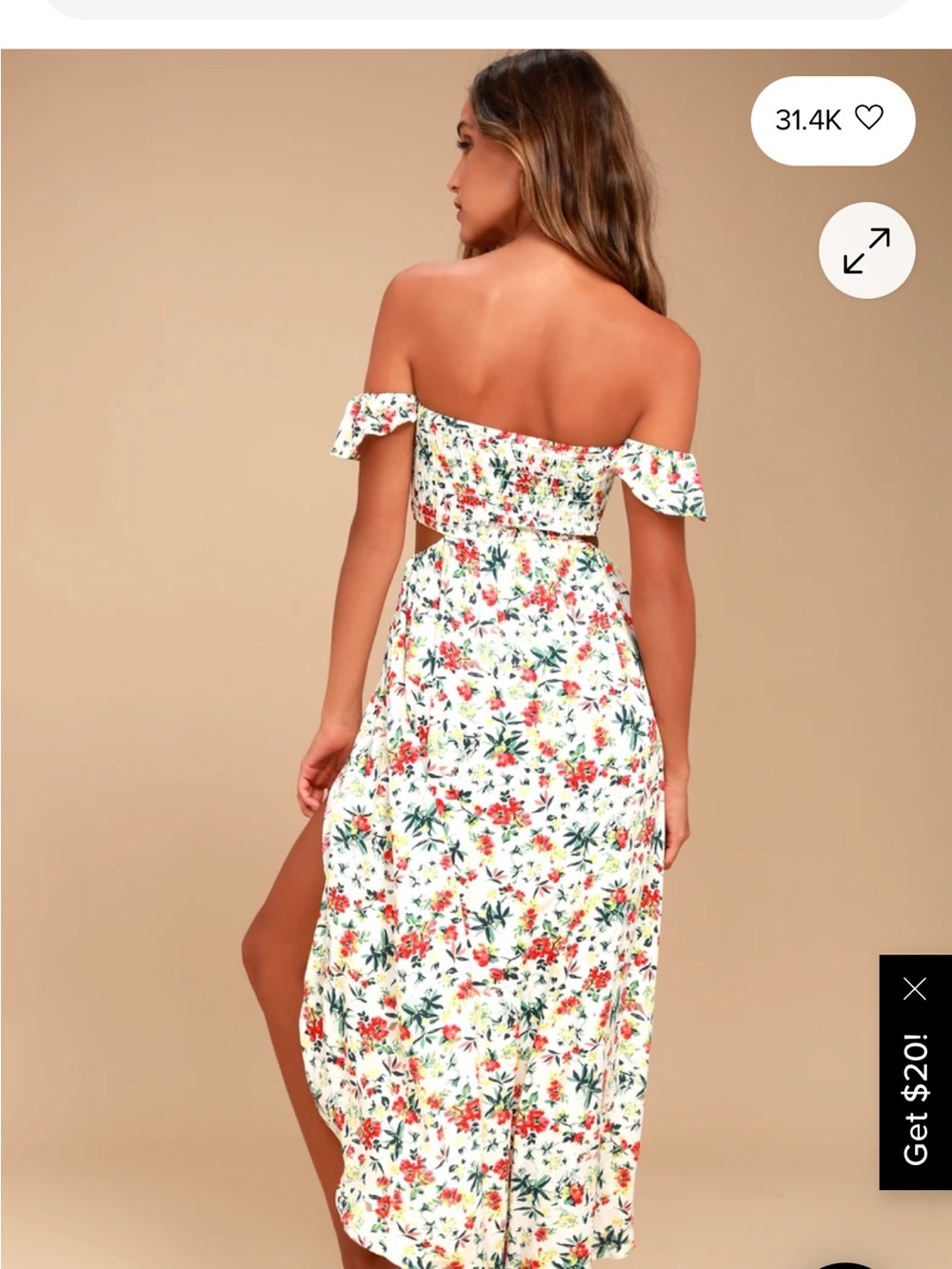 Lulu’s Easy on the Eyes Cream Floral Off the Shoulder Maxi Dress - Picture 2 of 5